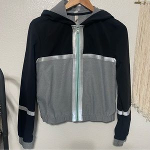 Free people movement black zip up hoodie reflective size small